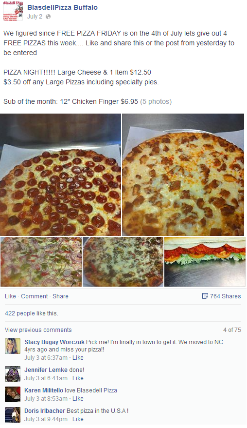 pizza promo Facebook