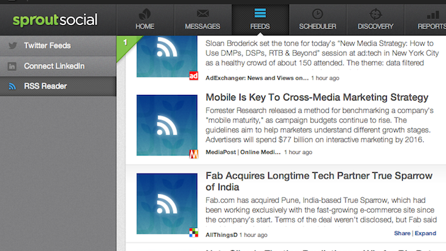 sprout social rss reader