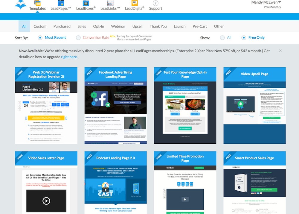 leadpages review landing page builder