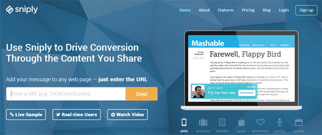 promote content with Sniply